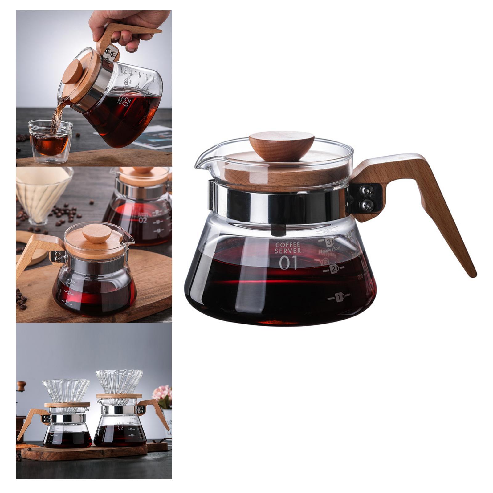 Anti-Scalding Coffee Pot V60 Carafe Wood Lid Accessories Coffee Maker for Kitchen Barista