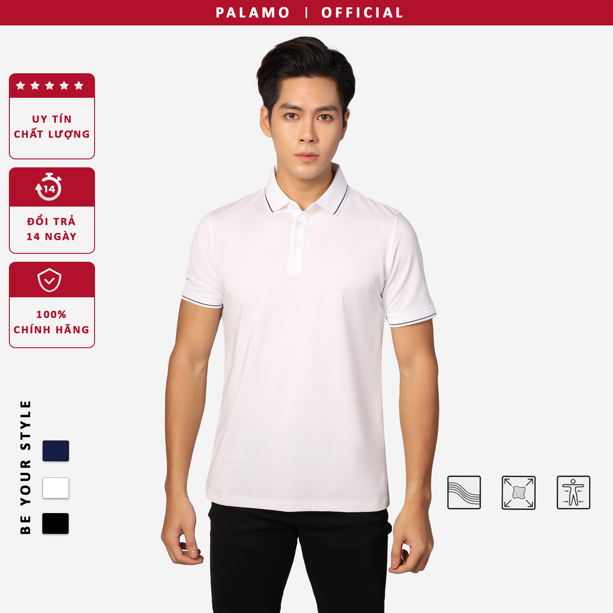 Áo thun polo nam Palamo classic coolmax regular fit / đen