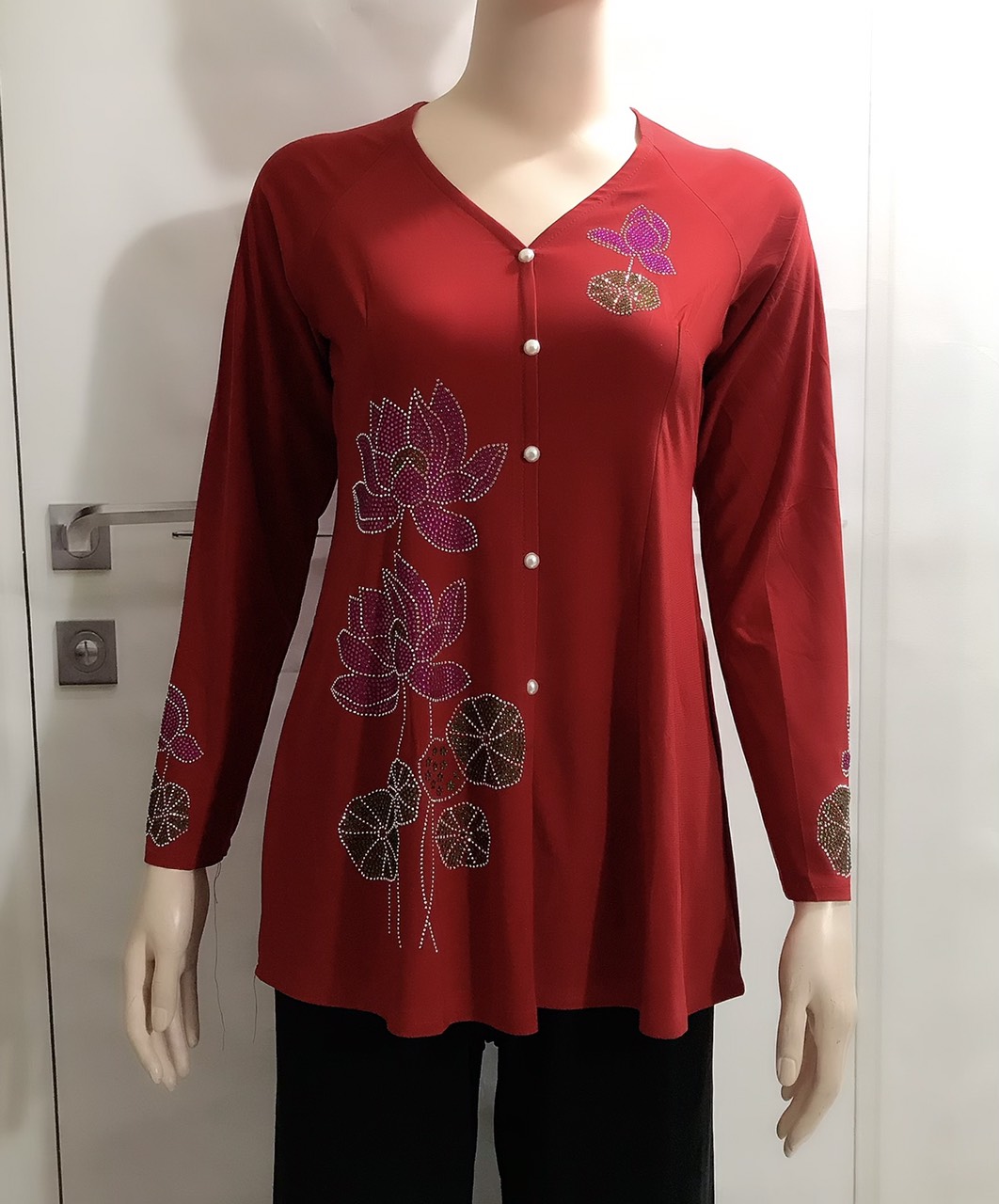 Áo Bà Ba Đính Đá - Vàng - 4 ( 60 - 65 Kg )
