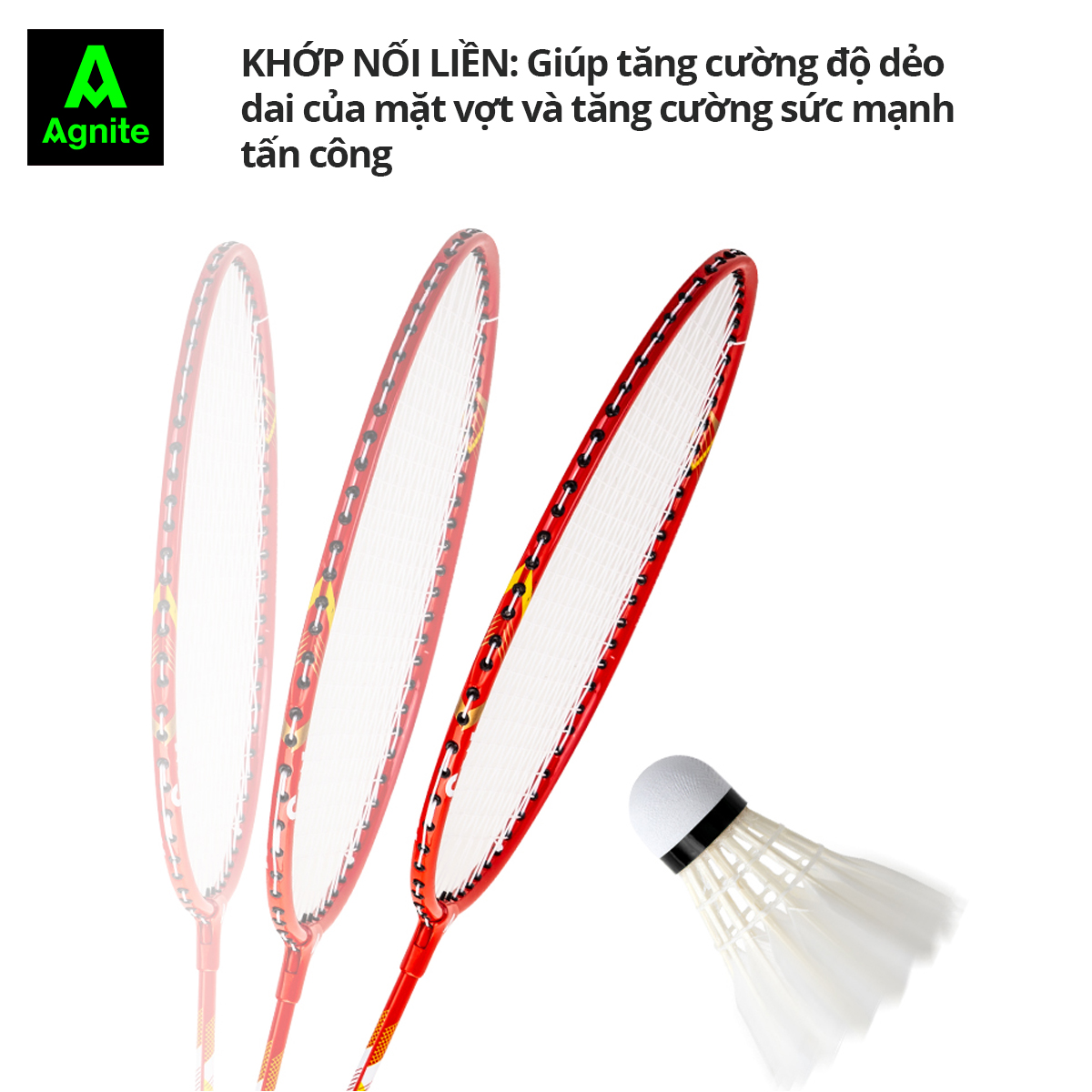 Cặp vợt cầu lông siêu nhẹ quấn cao su Agnite - 2 chiếc màu khác nhau - Kèm túi bao cao cấp - Phù hợp thể thao vận động - F2108