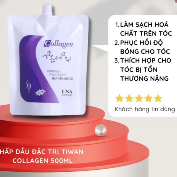 Hấp dầu Tiwan Collagen nuôi dưỡng và phục hồi tóc hư tổn 500ml - LS0010