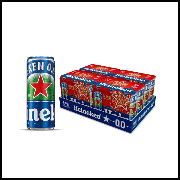 Bia Heineken 0.0% Lon 330ml - Thùng 24 Lon (Bao bì Xuân)