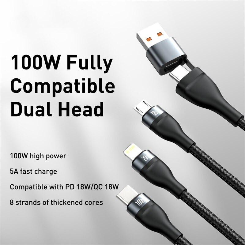 Cáp sạc nhanh 3 đầu Baseus Flash Series 3 in1 Plus