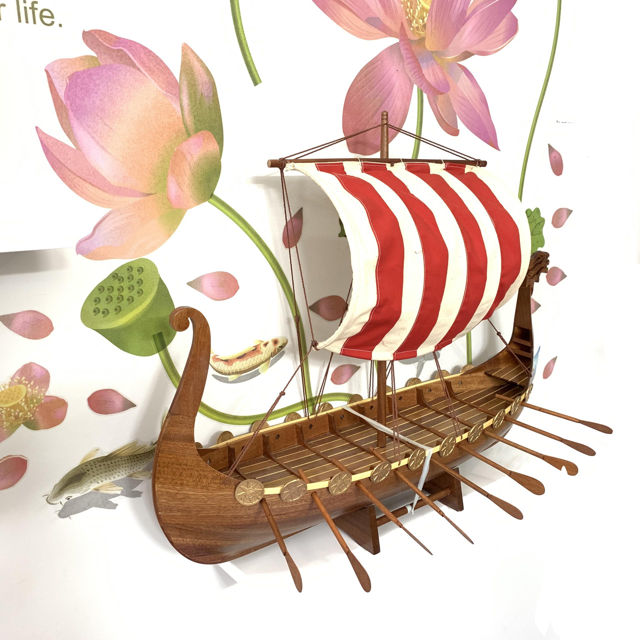 Mô hình tàu thuyền gỗ trang trí tàu Viking Longship - Dài 60cm - Gỗ Tự Nhiên