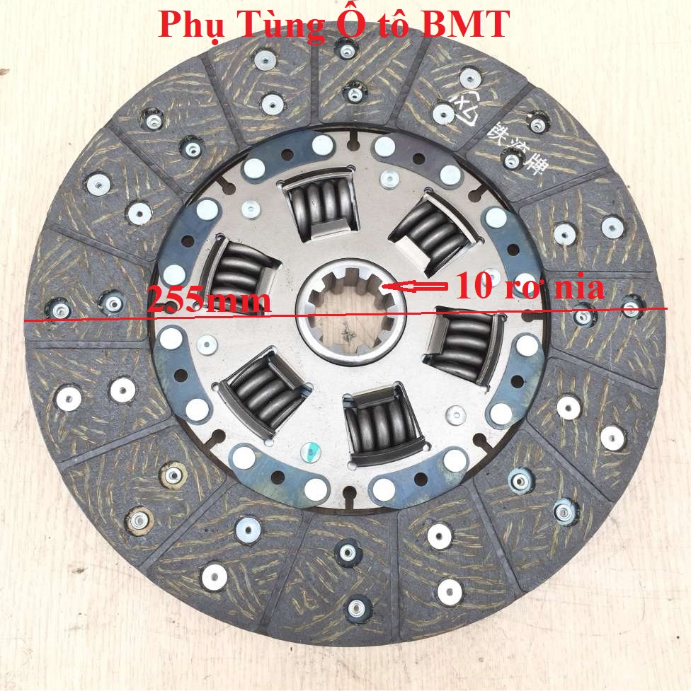 Lá côn (đĩa ly hợp) xe tải, ben Foton 2,5 tấn, Ollin 2 tấn. đường kính ngoài F255, cốt acơ 10 rơ nia, đường kính 35mm