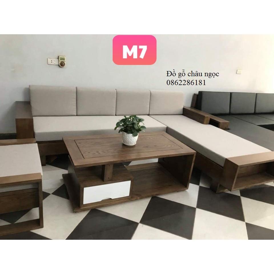 Bàn ghế sofa phòng khách gỗ sồi Nga, sofa góc