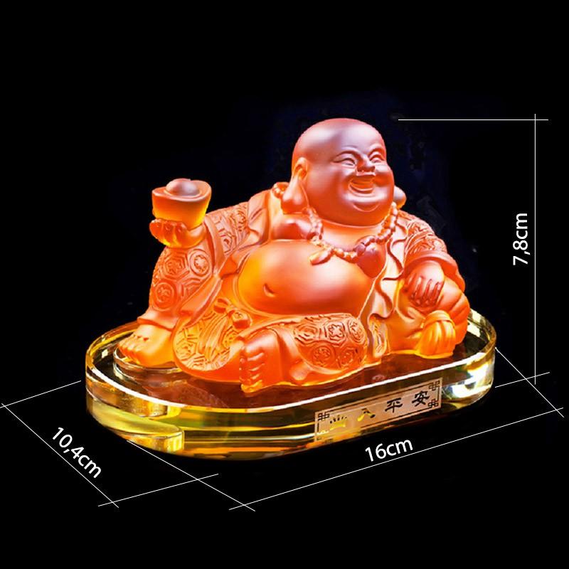 Tượng phật Di LẠc trên oto bằng hợp nhựa pha lê
