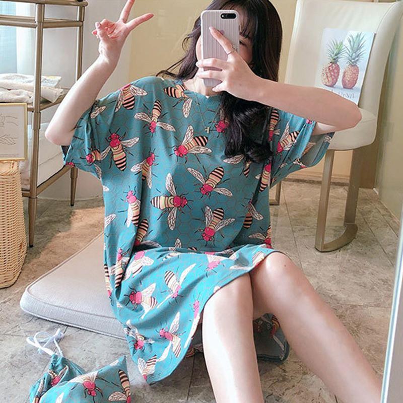 Đầm Ngủ Ngắn Tay Dáng Rộng Xinh Xắn Dành Cho Nữ