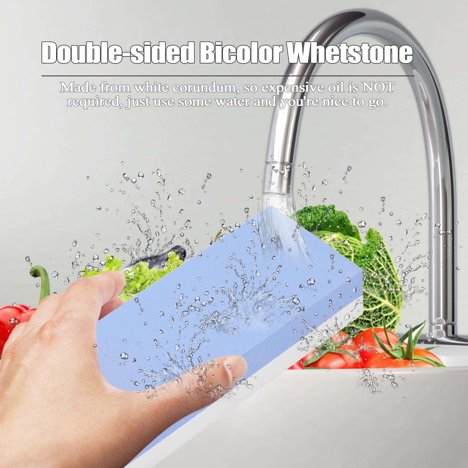 1000#/6000# Grit Premium Whetstone Cut Sharpening Stone Set Sharpener for All Blade Non Slip Base Cutter Sharpener
