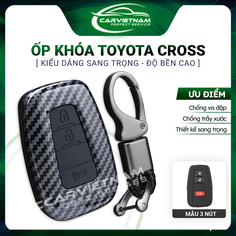 Bọc Ốp Chìa Khoá Ô Tô Toyota Cross 2021 2022 2023 - Chất Liệu Nhựa Vân CarBon Sang Trọng Thiết Kế Chuẩn Form
