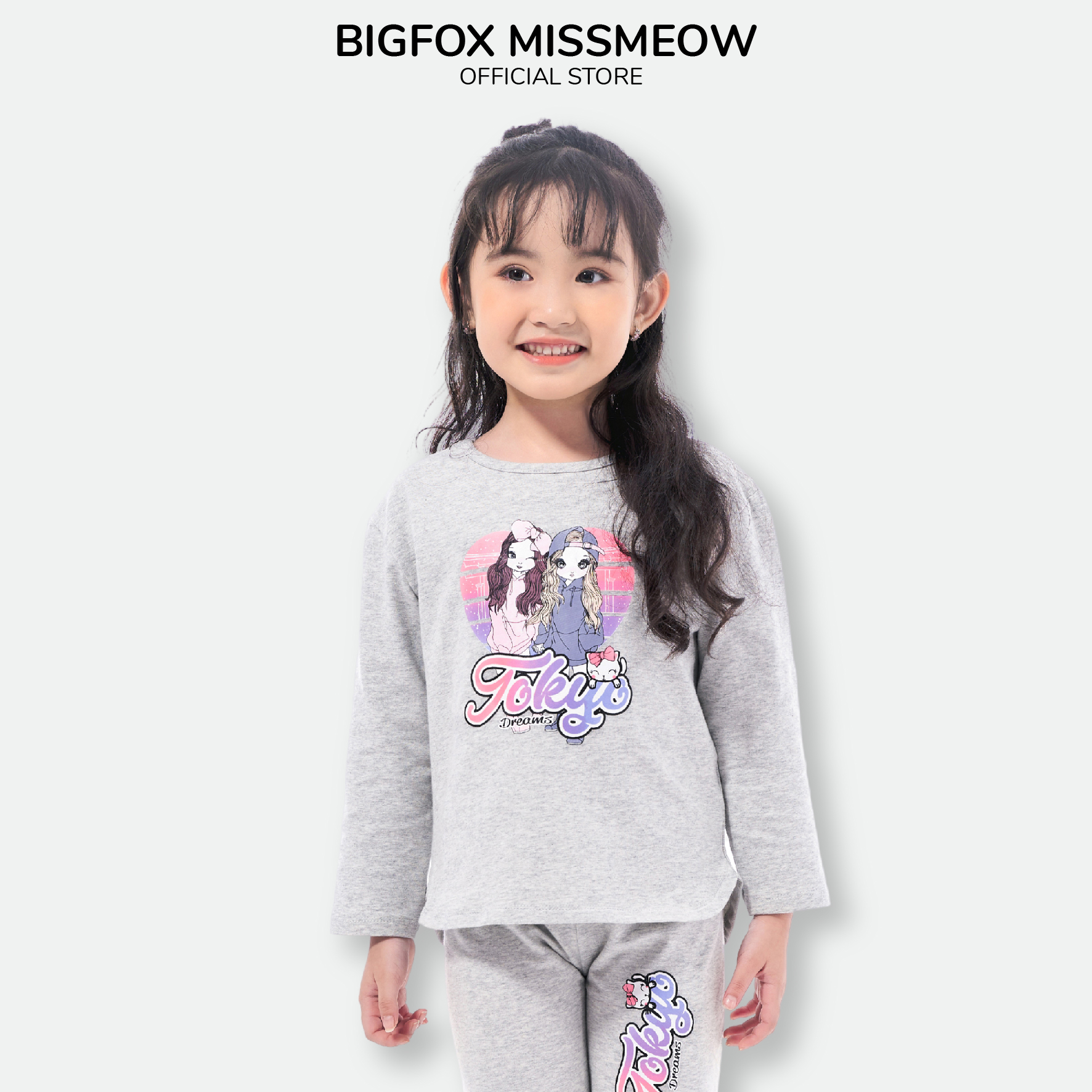 Bộ bé gái BIGFOX - MISS MEOW thu đông size đại, bộ dài tay cho bé phong cách Hàn Quốc in Cô Gái Tokyo 10 - 38 kg