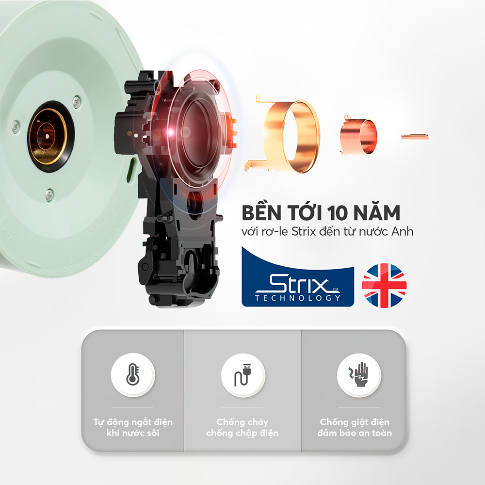 Ấm Đun Siêu Tốc Elmich KEE9140 1.7L 1800W, Hàng Chính Hãng, 2 Lớp, Sôi Nhanh 45s - JoyMall