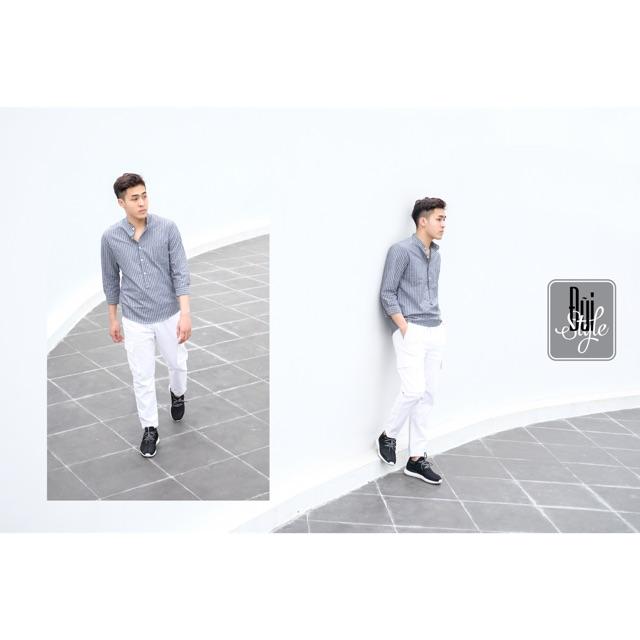 LINEN CARGO PANTS FOR MEN - Màu Trắng