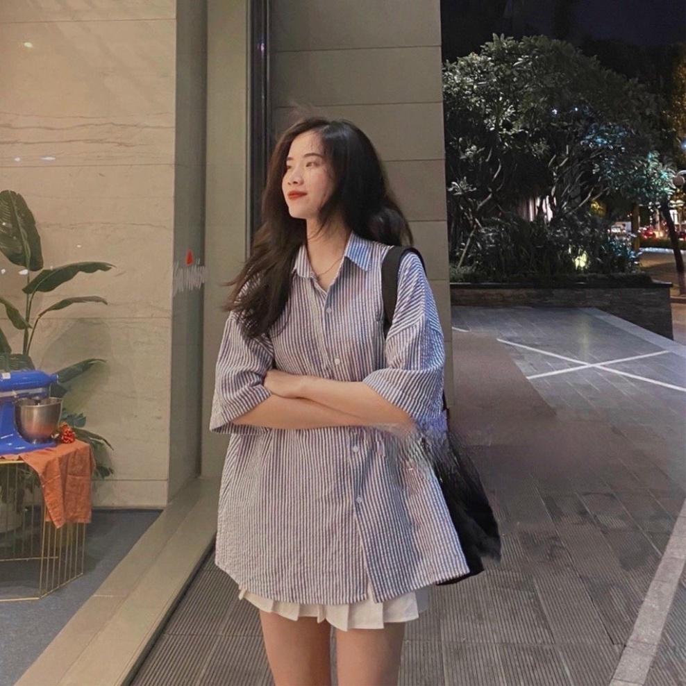 Áo sơmi korea dáng rộng sọc kẻ nhiều màu sắc chất đẹp không bai xù coco land chất đẹp deal tốt