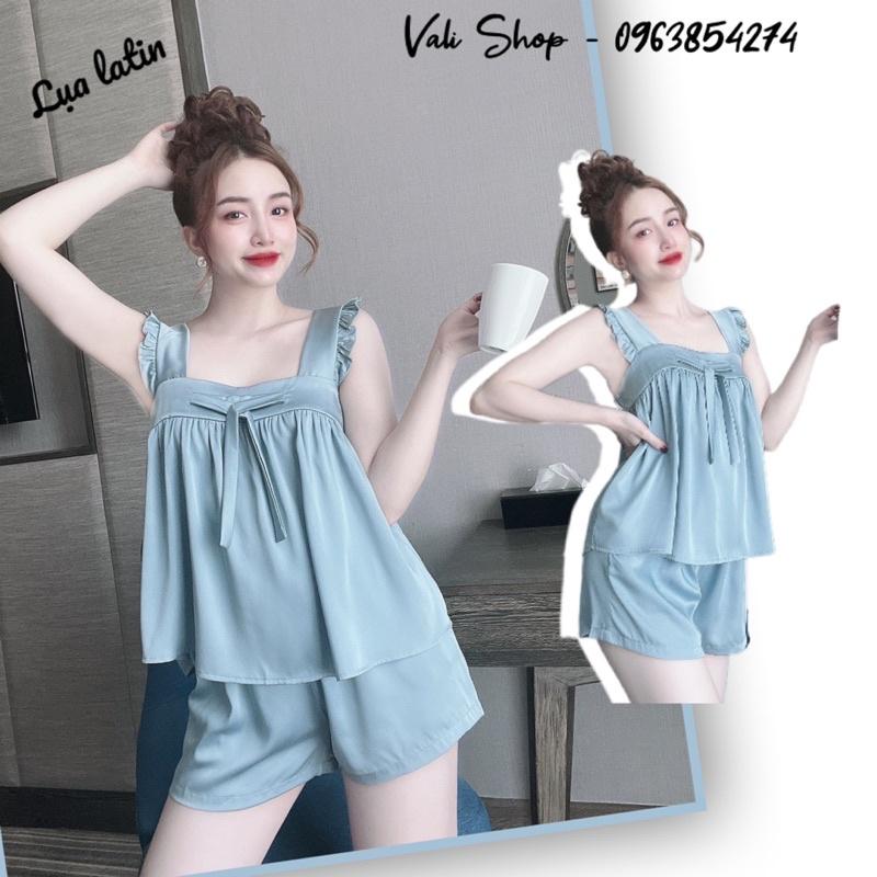 Đồ ngủ mặc nhà lụa latin màu trơn freesize 42-57kg