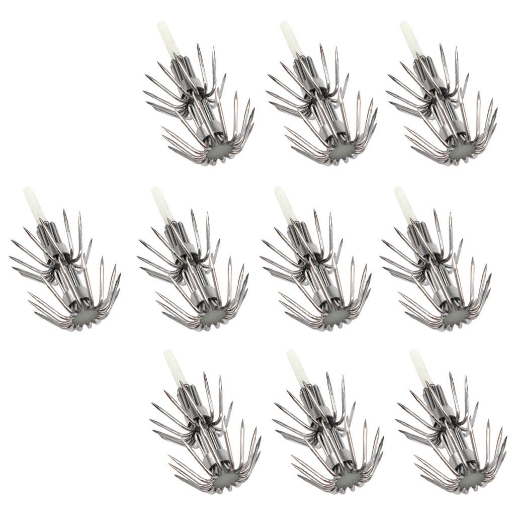 20 Pieces Stainless Steel Luminous Squid Lure Hooks Fishing Egi Jig