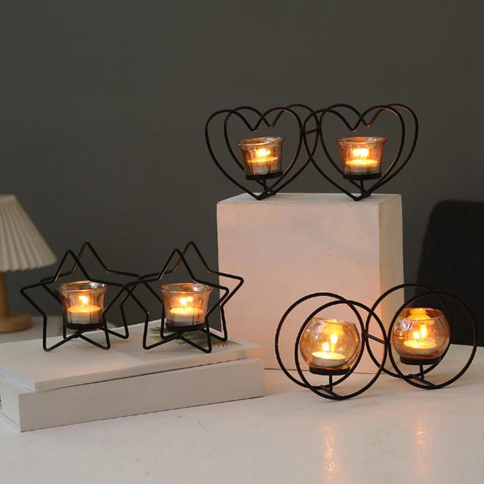 Nordic Heart Candle Holder Tealight Candlestick Decorative Candle Stand Wedding Holiday Table Centerpiece Decor Birthday Gift