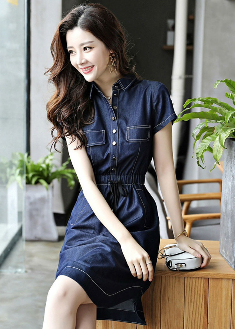 Đầm Jean Nữ D744 - Xanh