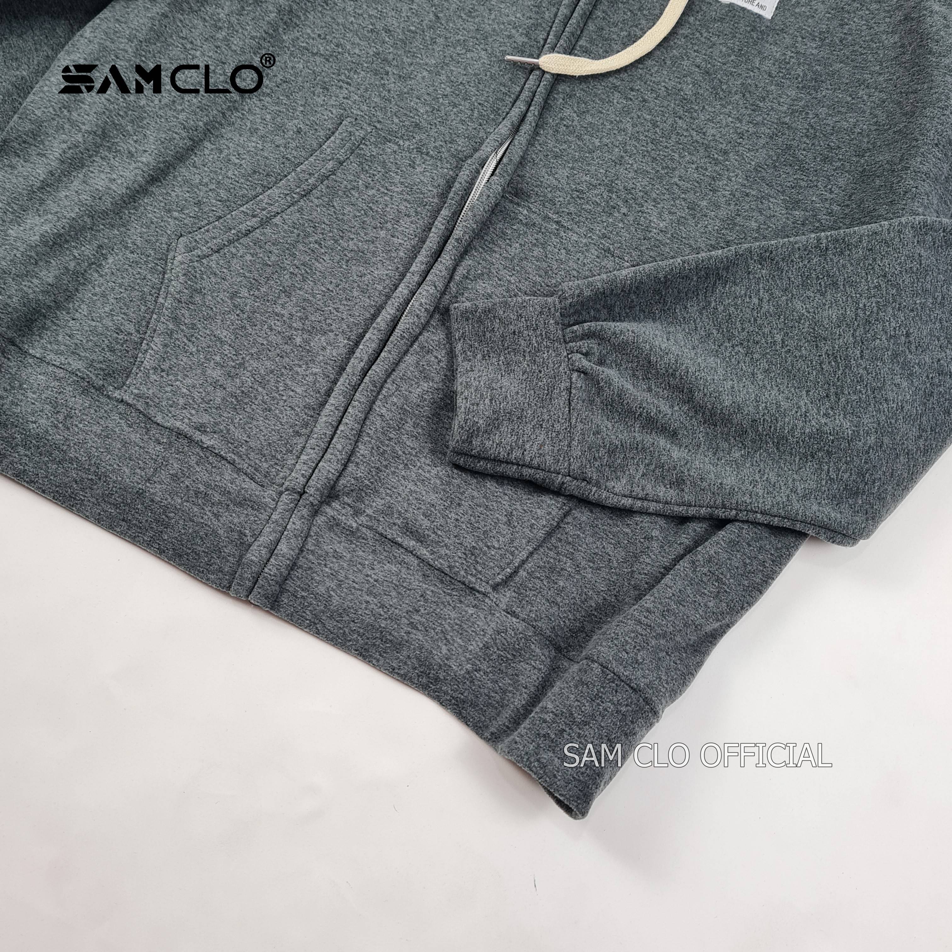 ÁO KHOÁC NỈ SAM CLO nữ freesize hoodie có khóa kéo tay dài thu đông dáng unisex LOGO TRẮNG ROSTIRY CHND