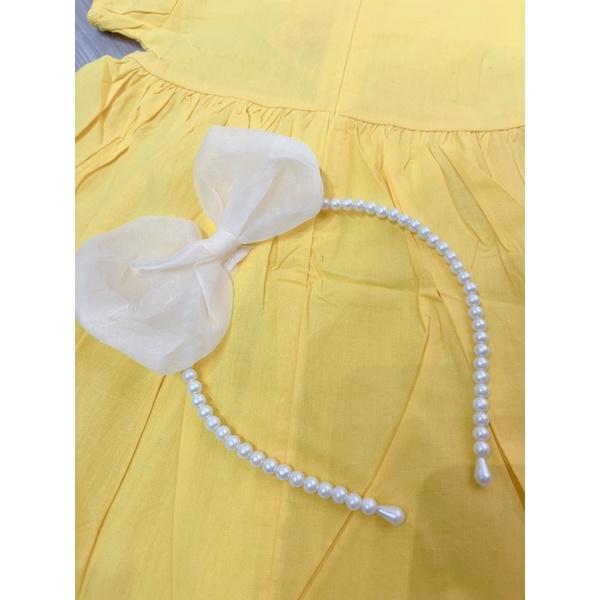 Đầm bé gái, váy bé gái nơ kèm băng đô thời trang VyVy Kids Fashion