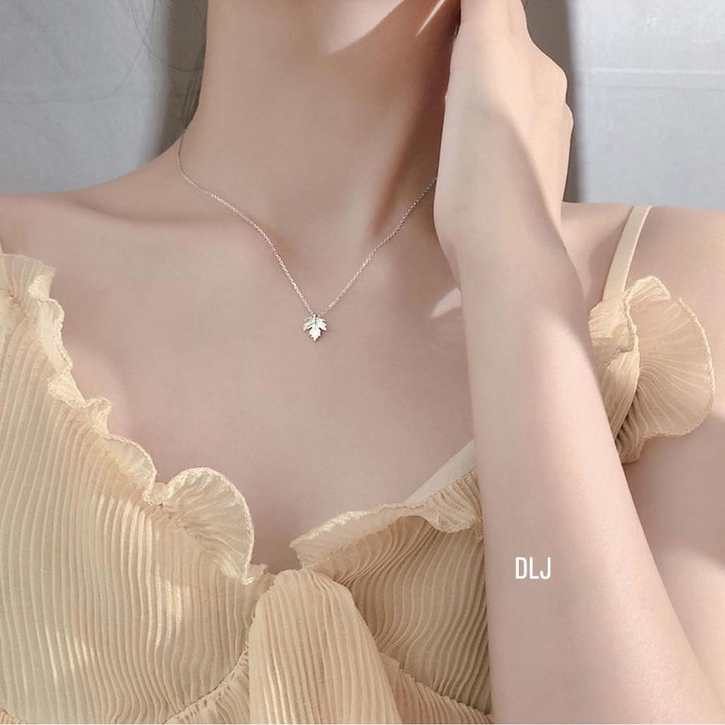Dây chuyền bạc nữ mặt hình lá nhẹ nhàng thanh lịch MS70 VÀNG BẠC AN CHI