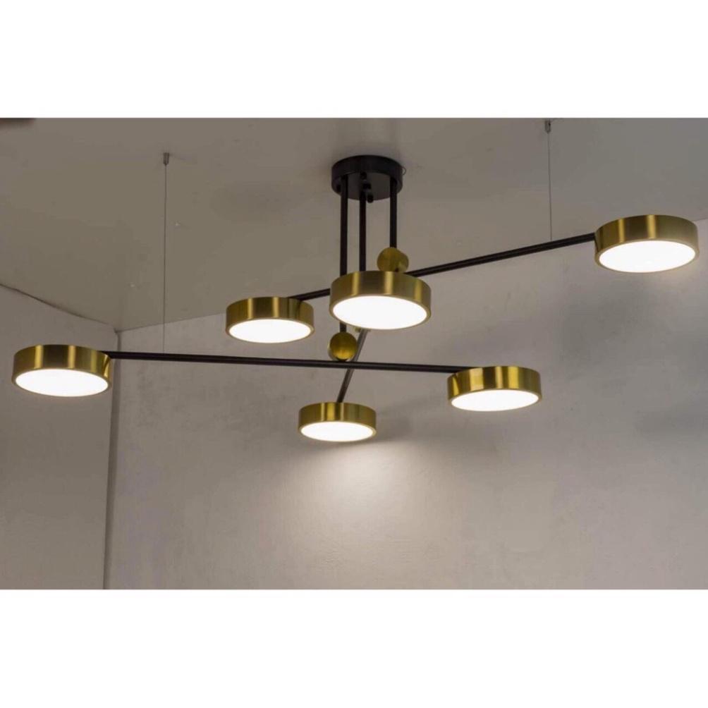 Đèn thả Decor thiết kế ống bơ tối tân phòng ăn, quầy bar màu vàng DDT