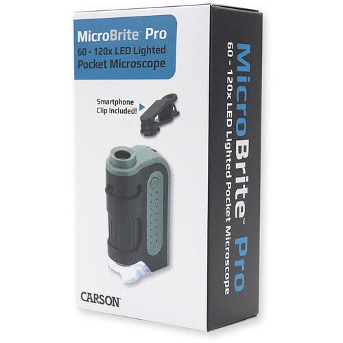 Kính hiển vi bỏ túi  kèm kẹp điện thoại Carson MicroBrite Pro LED MM-350 (60-120x) - Hàng chính hãng