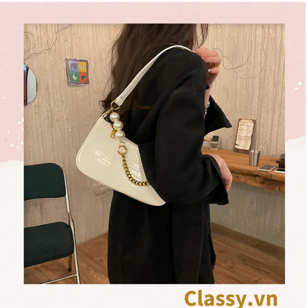TÚI ĐEO VAI, TÚI KẸP NÁCH Classy DA CAO CẤP KIỂU DÁNG VINTAGE PHỐI XÍCH SANG CHẢNH