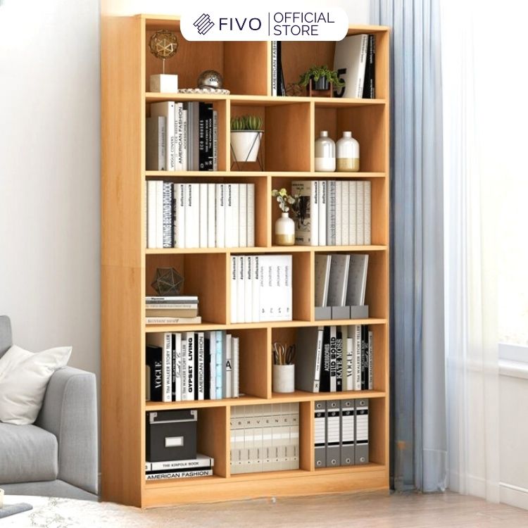 Kệ Sách Đứng Gỗ MDF FIVO FB70 (80 x 24 x 179cm) 6 Tầng Chia Nhiều Ngăn (Có Tấm Lưng Phía Sau) - Hàng Chính Hãng