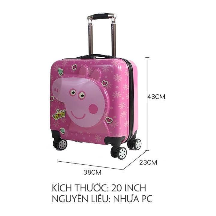 Vali trẻ em size 20 dễ thương (Heo Peppa, Minion)