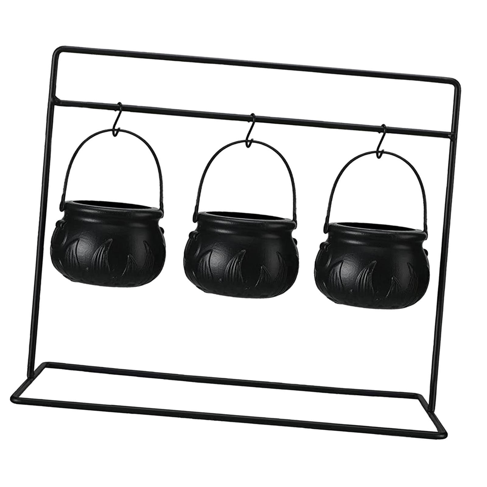 Halloween Candy Bowls Scene Props with Iron Rack Black Witches Serving Bowls