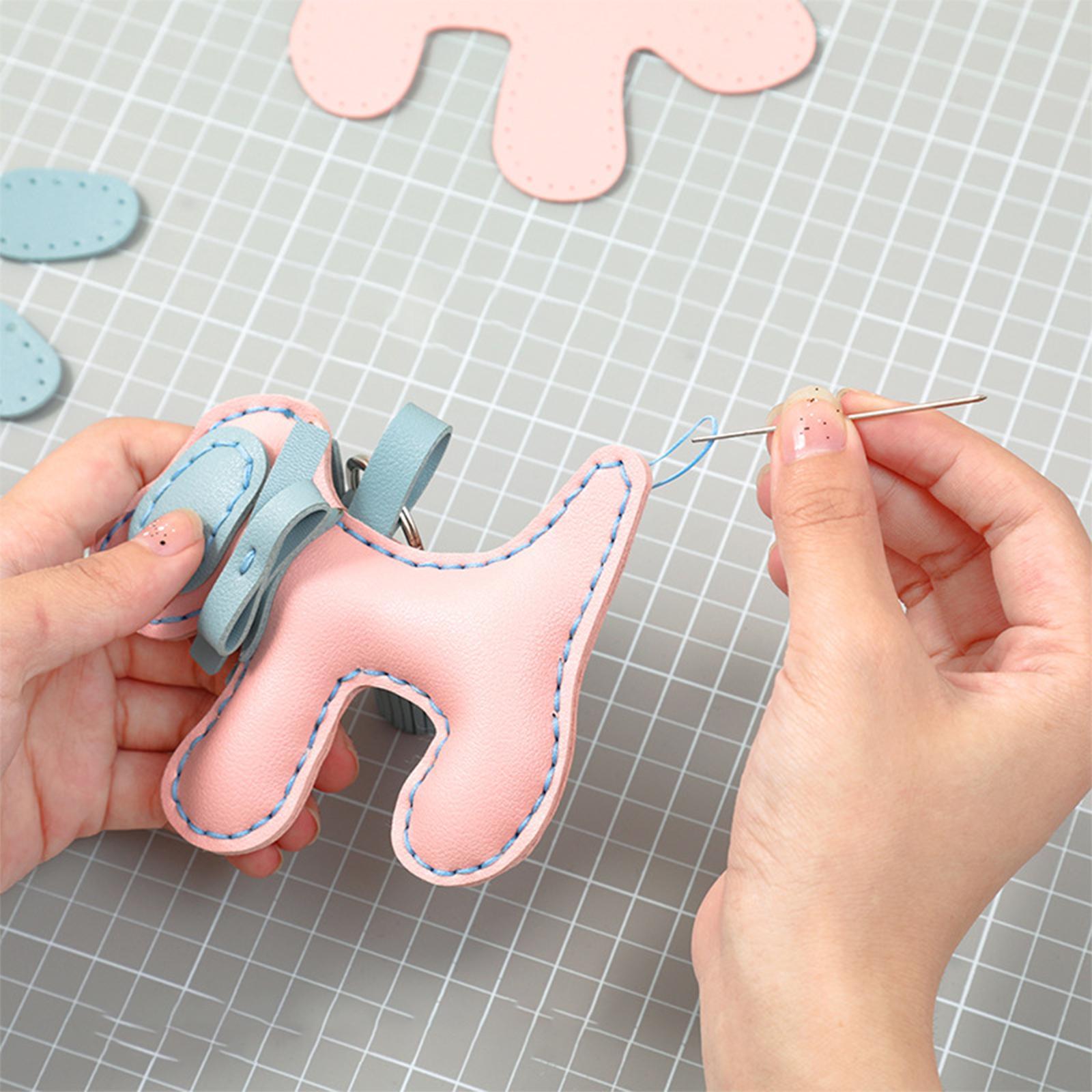 DIY Keychain Kit Sewing Kit PU Leather Kids Handmade Sewing Toys Animal