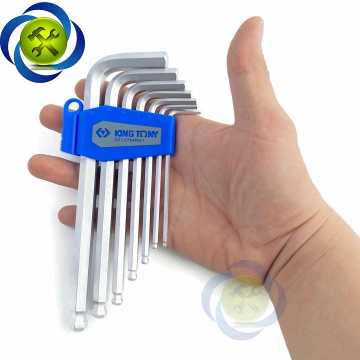 Bộ lục giác đầu bi ngắn Kingtony 20107MR01 có 7 cây