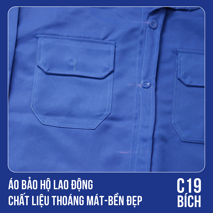 Áo bảo hộ lao động, chất liệu thoáng mát, bền đẹp - Mã C19 (Bích)