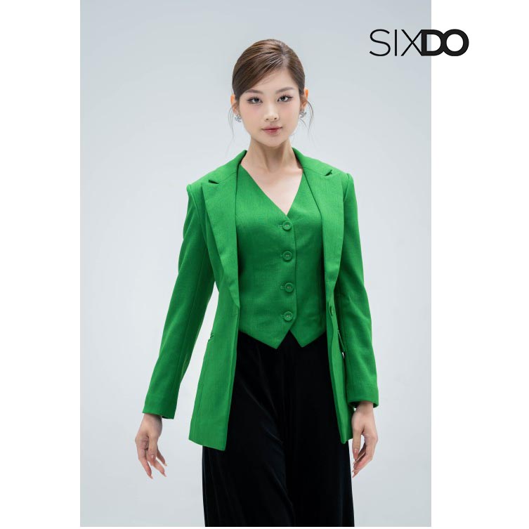 Áo gile woven xanh lá thanh lịch thời trang SIXDO