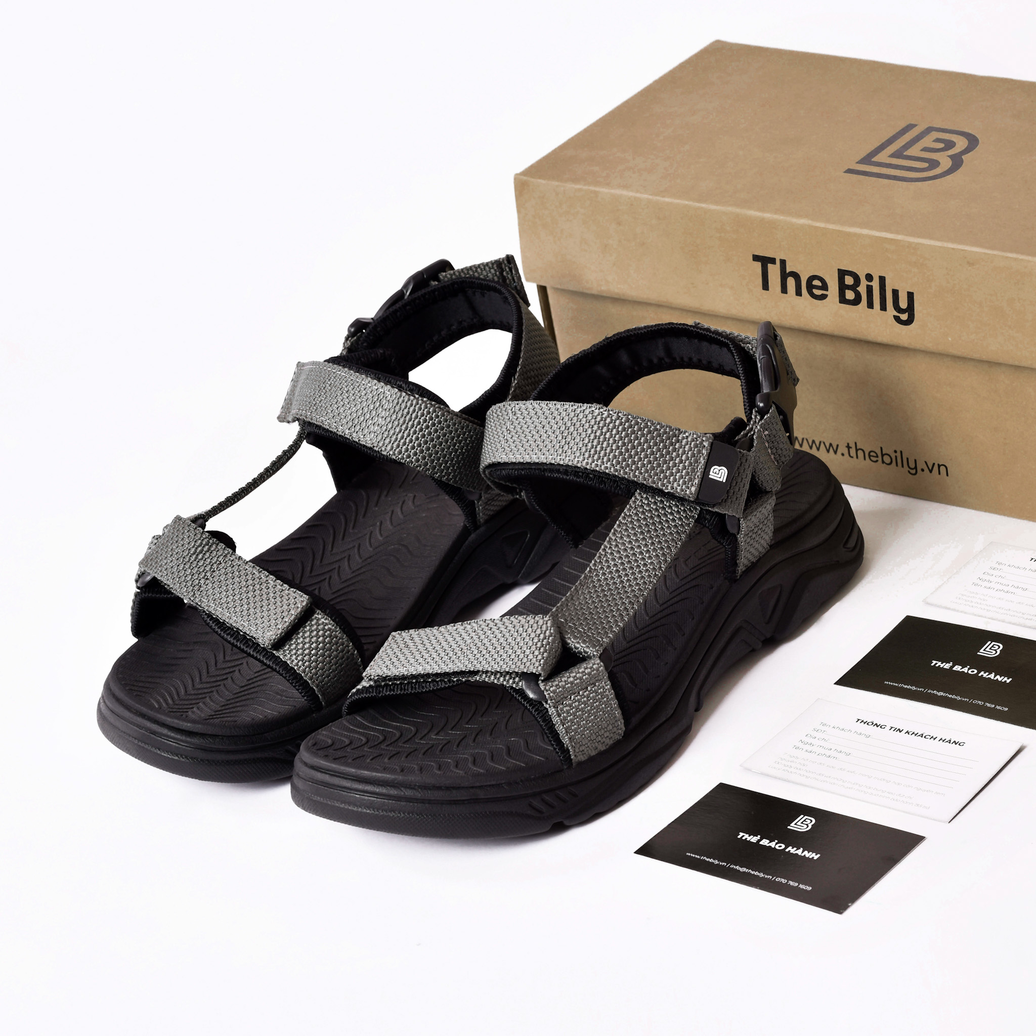 Giày Sandal Nam The Bily Quai Chéo - Màu Xám BL01X