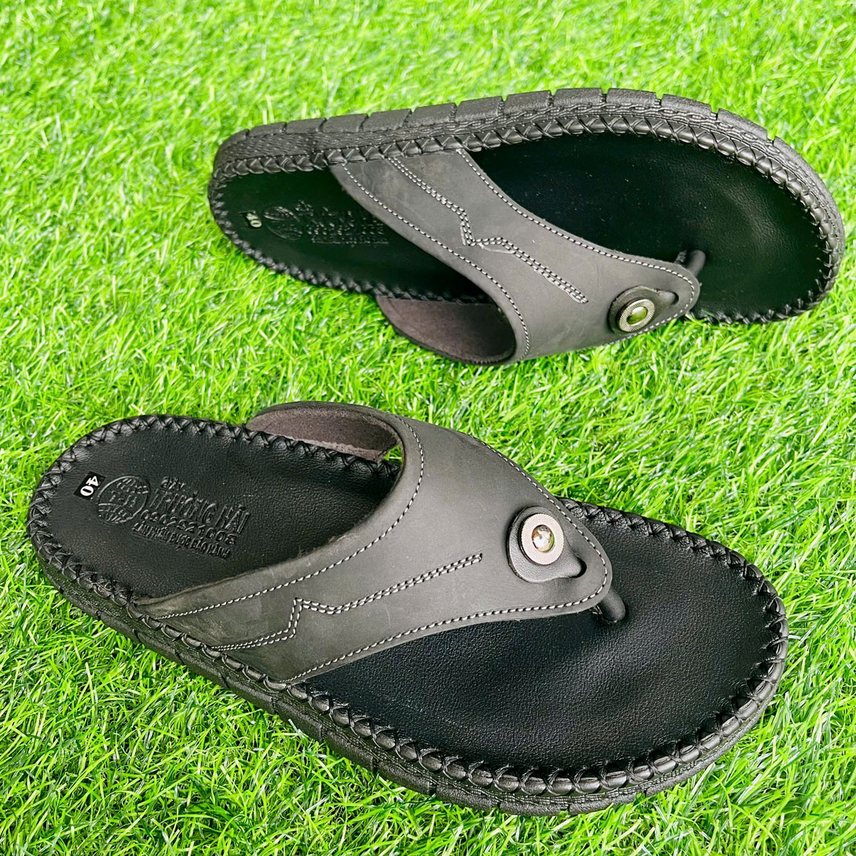 Dép nam xỏ ngón Trường Hải đế doctor cao 2.5cm da bò 2 màu đen, vàng XN135