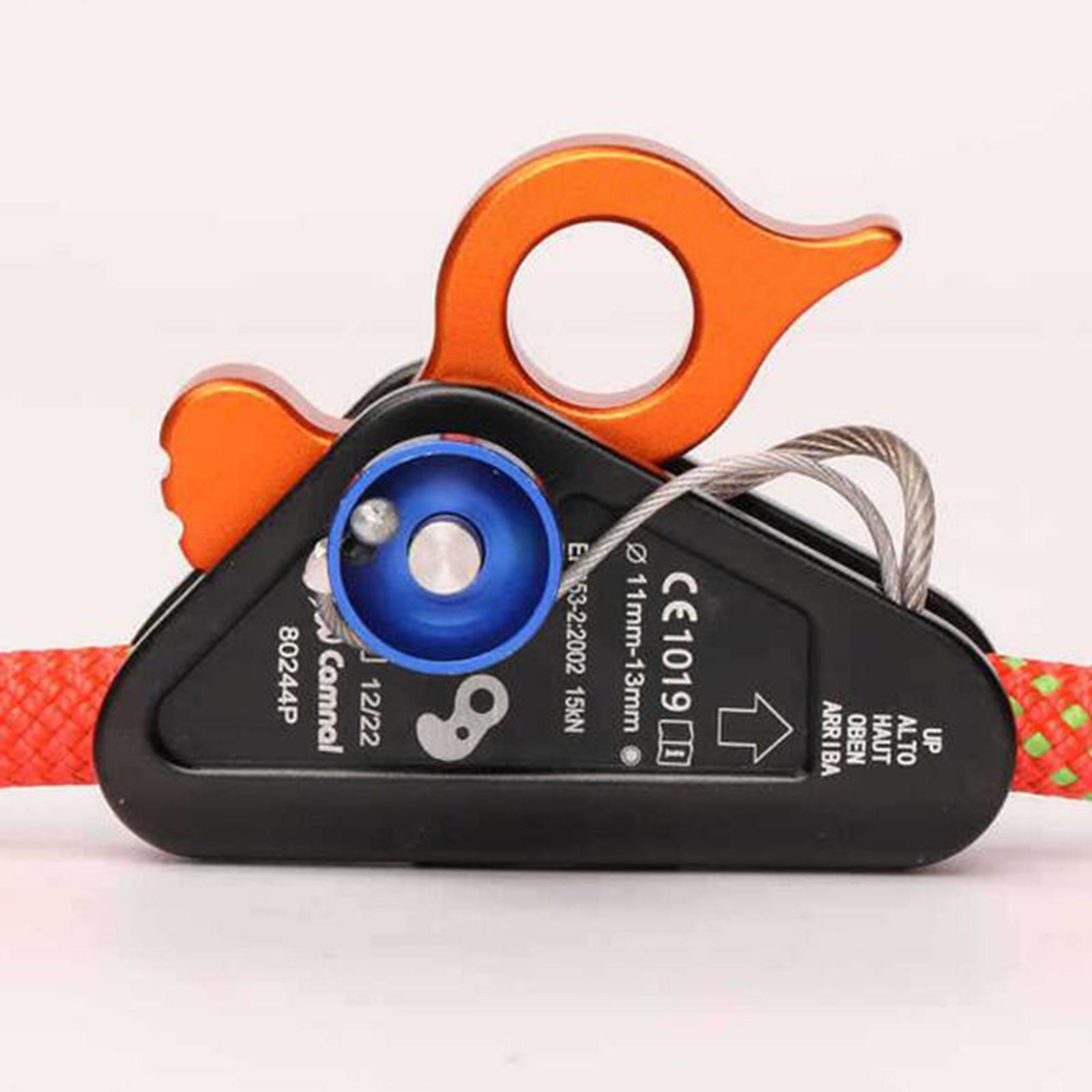 Rope Grab Ascender, Fall Protection Belay Device Adjuster Rope Clamp for 11-13mm Ropes for Outdoor Rock Climbing Tree Arborist