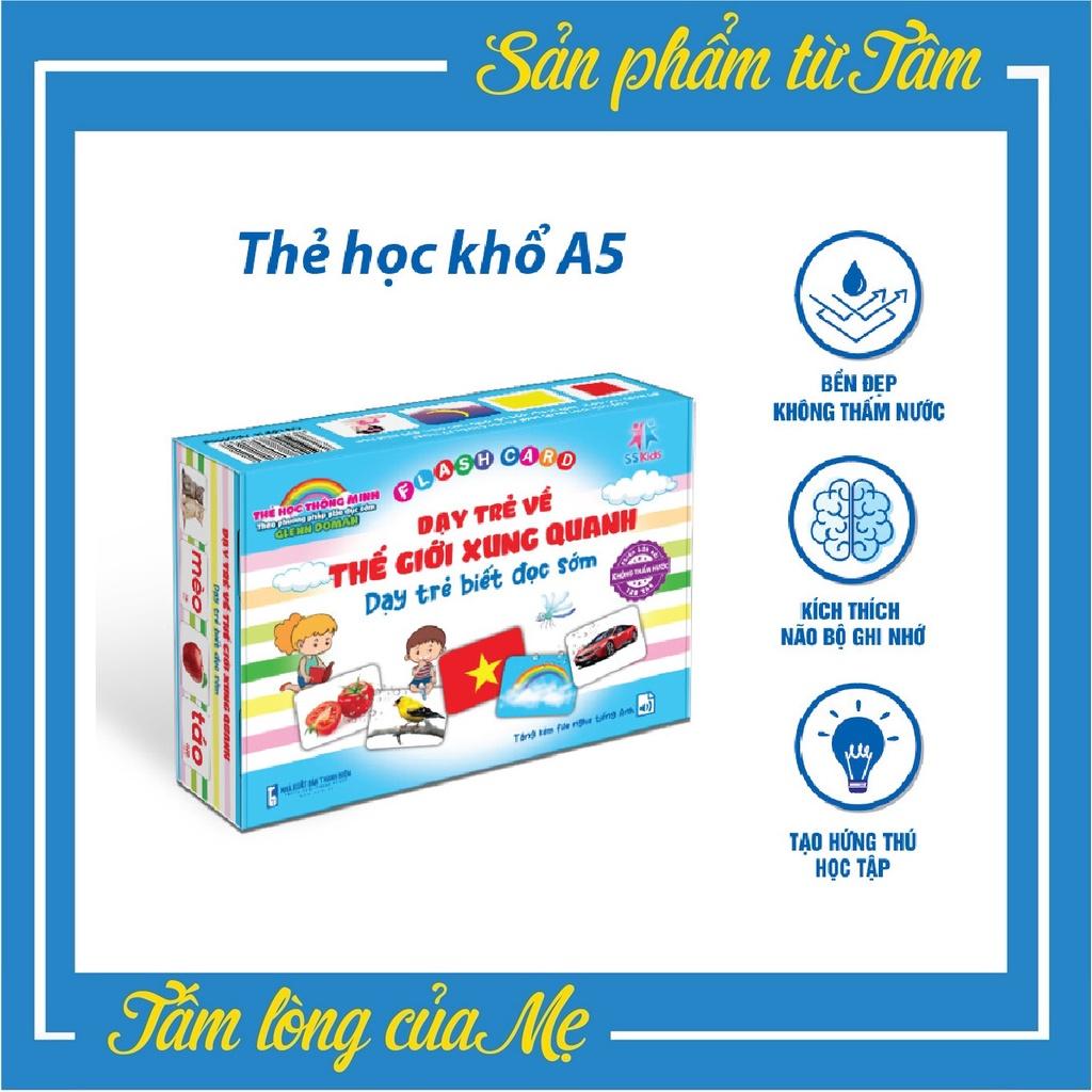 Thẻ Chống Thấm Nước - Thẻ Học Thông Minh 16 Chủ Đề Song Ngữ Khổ To Nhất A5 15x21cm Theo Phương Pháp Glenn Doman chuẩn