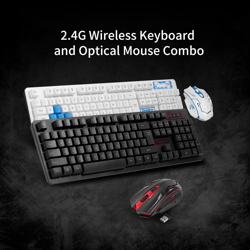 2.4G Wireless Keyboard and Optical Mouse Combo Suspended Keycap Adjustable Holder 3D Mouse for Office Work Game