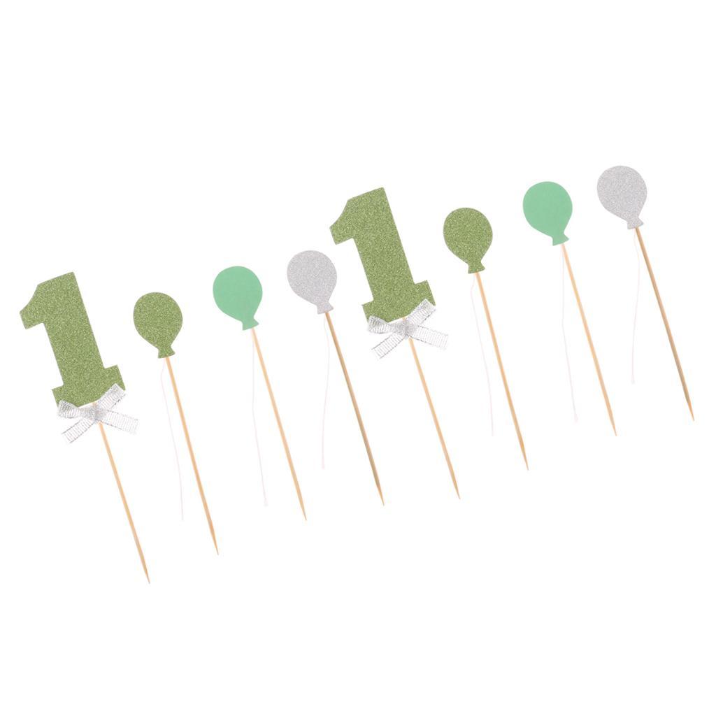 8pcs Set 1st Balloon Cupcake Picks Birthday Party Baby Shower Decor