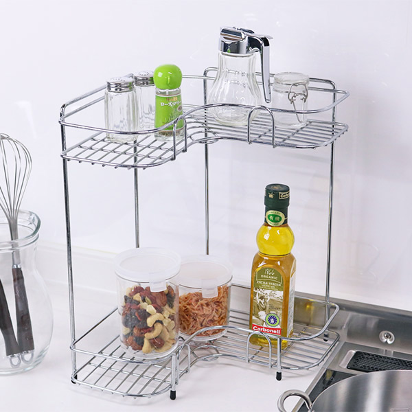Kệ inox 2 tầng để góc tường cao cấp - Hàng nội địa Nhật