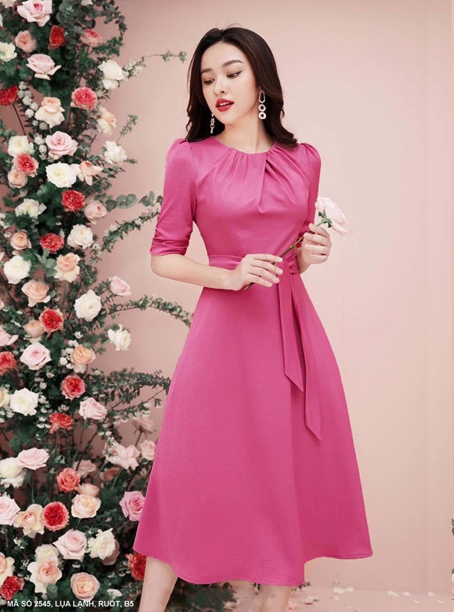 ĐẦM XÒE TAY LỞ THẮT NƠ EO