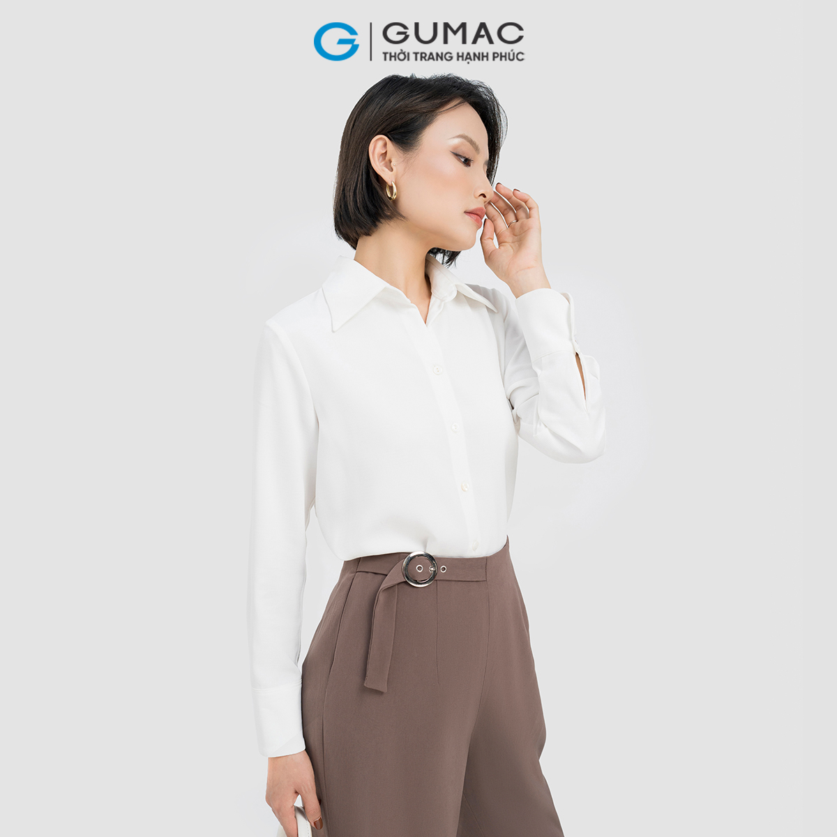 Quần baggy phối phụ kiện lệch tôn dáng thanh lịch công sở GUMAC QD04026