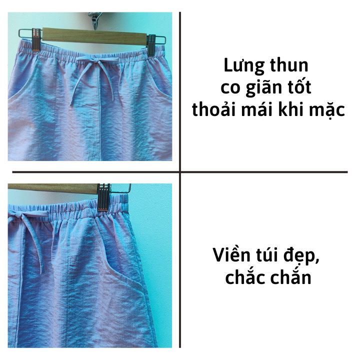 Quần short đũi dáng váy form rộng freesize (48-65kg) chất vải đũi mềm thoáng mát