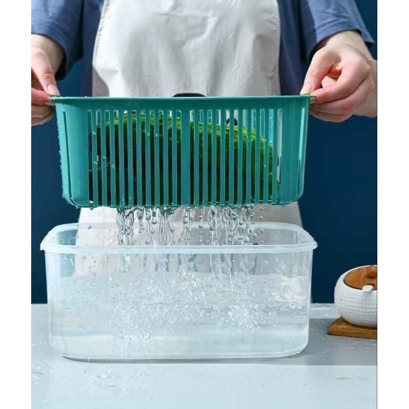 Sét 5 Hộp Đựng Thực Phẩm Có Nắp Đậy, Khay Nhựa Để Tủ Lạnh Kèm Rổ Ráo Nước