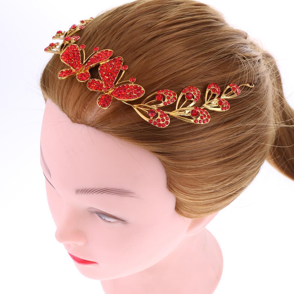 Elegant Wedding Crystal Butterfly Crown Tiara Headband Hair Accessories