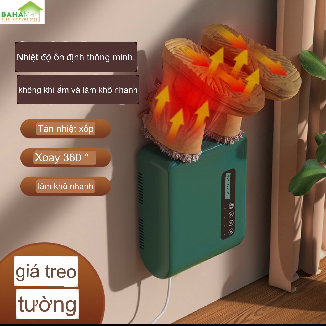 MÁY SẤY KHÔ GIÀY VÀ KHỬ MÙI TREO TƯỜNG ĐA CHỨC NĂNG "BAHAMAR" loại bỏ độ ẩm bên trong giày và loại bỏ sự phát triển của vi khuẩn