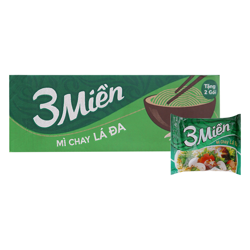 Thùng 30 Gói Mì Reeva 3 Miền Chay Lá Đa 65G