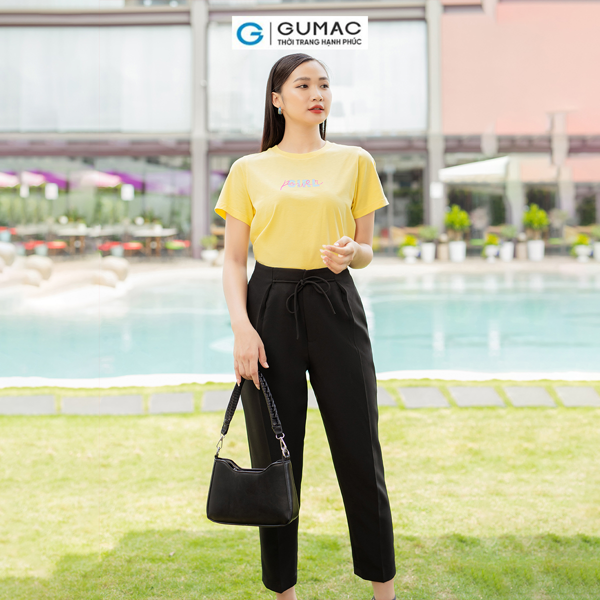 Áo thun nữ cotton tay ngắn cổ tròn in chữ trẻ trung năng động thời trang GUMAC ATD07058